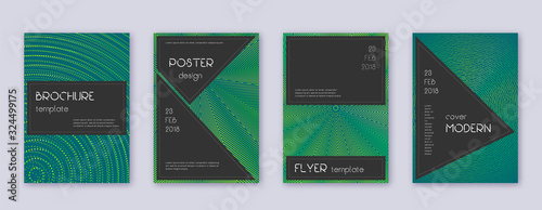 Black brochure design template set. Green abstract