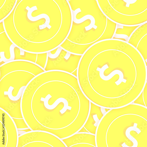 American dollar gold coins seamless pattern. Exqui