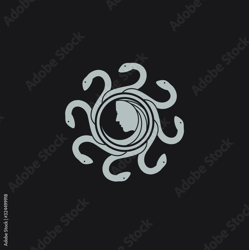 medussa hair vector logo for beauty care design template