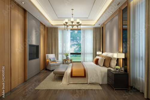 3D rendering bed room  so comfortable