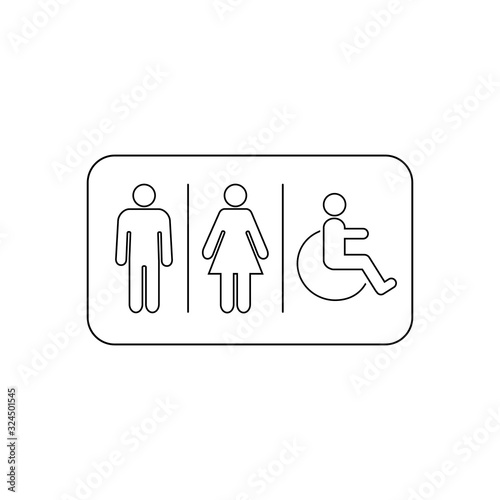 Lavatory Line Icon. Rest Room Signage. Toilet Symbol Vector Illustration Logo