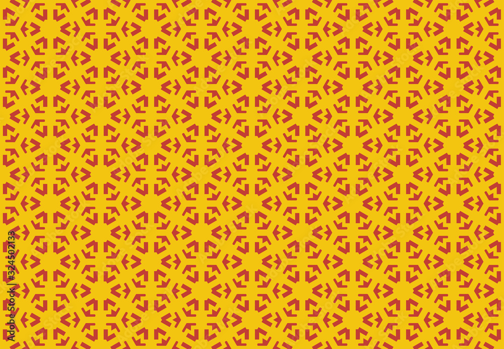 Seamless geometric pattern design illustration. Background texture. In yellow, red colors.