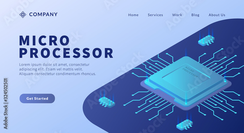 micro processor core with circuit link for website template or landing homepage