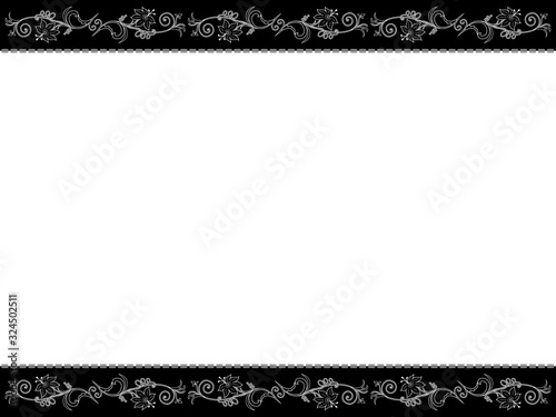 Monochrome horizontal postcard with flower