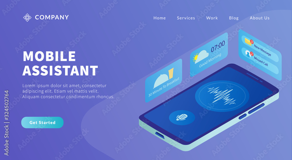 mobile assistant app concept with smartphone and business icon help with artificial intelligence technology for website template or landing homepage mobile assistant app concept with smartphone and business icon help with artificial intelligence technology for website template or landing homepage