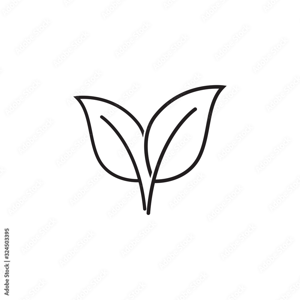 natural set of green leaves line