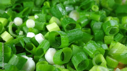 Green onions finely chopped.Green onion background.