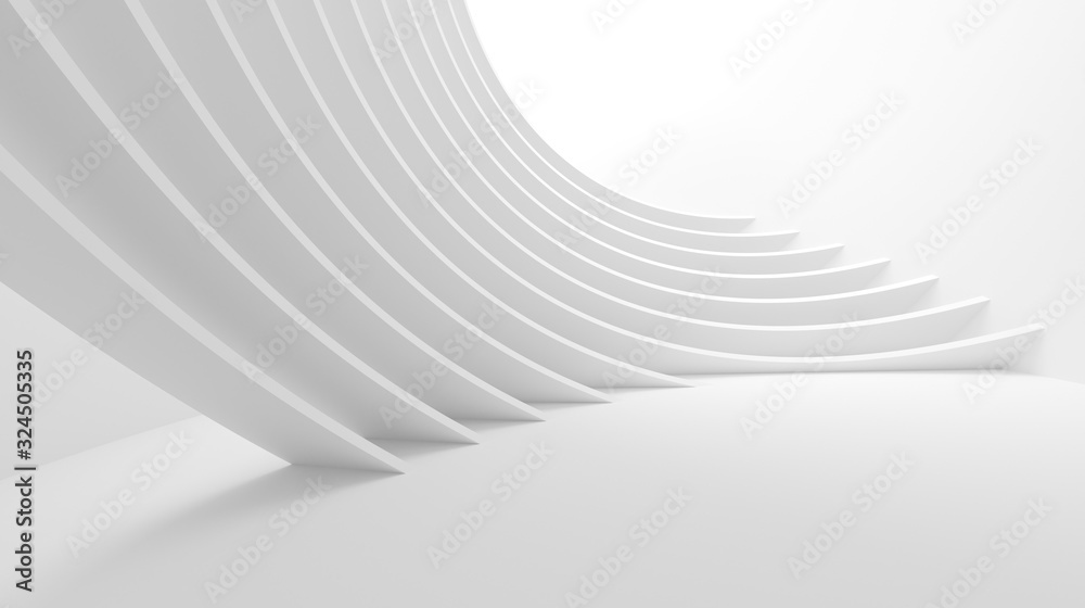 White Wave Background. Abstract Minimal Exterior Design. Creative Architectural Concept