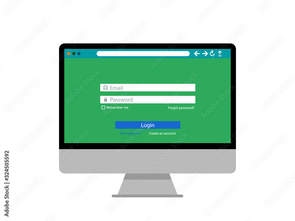 Desktop with login form. Vector Desktop with login form. Vector