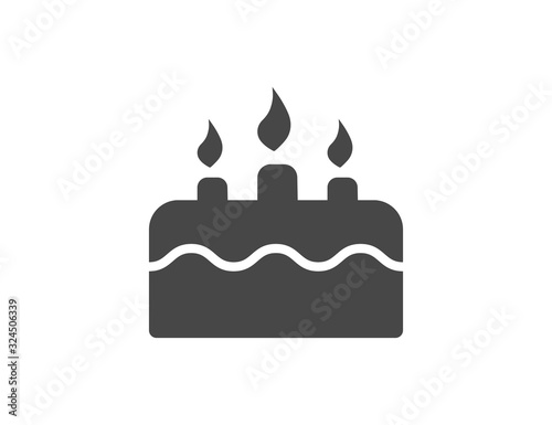 Cake icon, birthday cake vector web icon isolated on black background, EPS 10, top view	