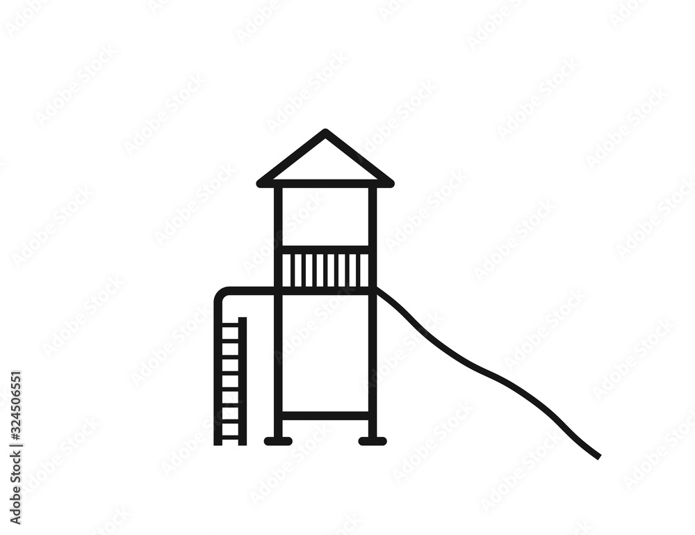 Playground. Playground icon. Kindergarten or kids playground in city park. Playground on yard in the park. Child teeter web icon on white background, EPS 10 top view