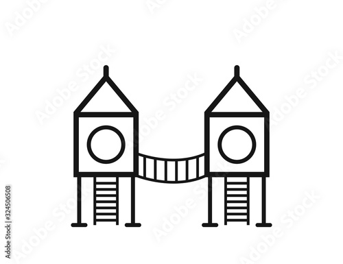 Playground. Playground icon. Kindergarten or kids playground in city park. Playground on yard in the park. Child teeter web icon on white background, EPS 10 top view