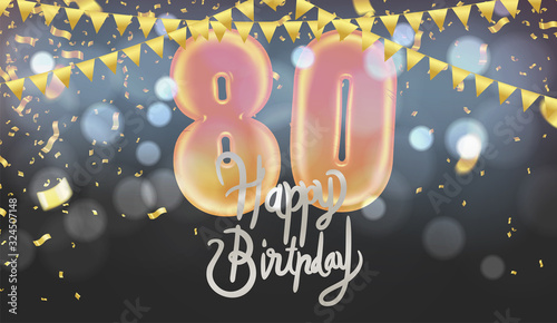 Number 80th anniversary birthday balloon isolated on background party celebration