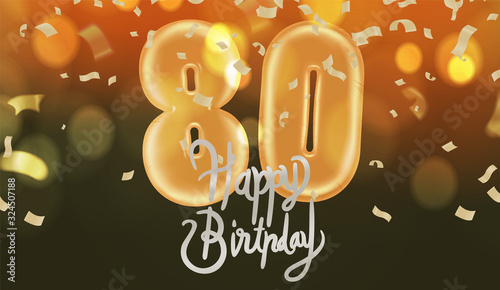 Number 80th anniversary birthday balloon isolated on background party celebration