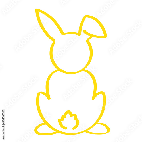 Handgezeichneter Hase von hinten in gelb