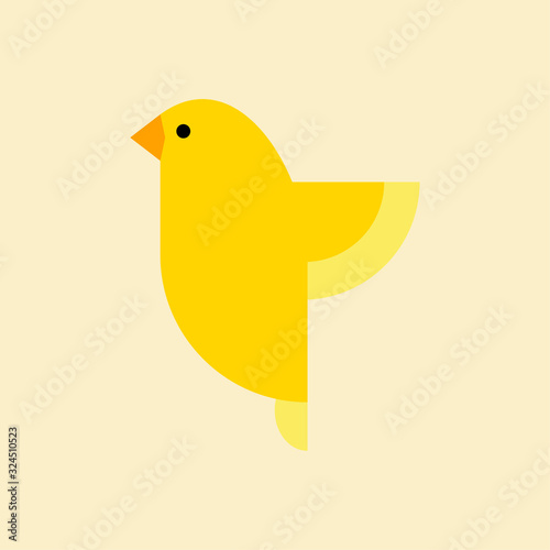 canary bird vector icon in flat style.