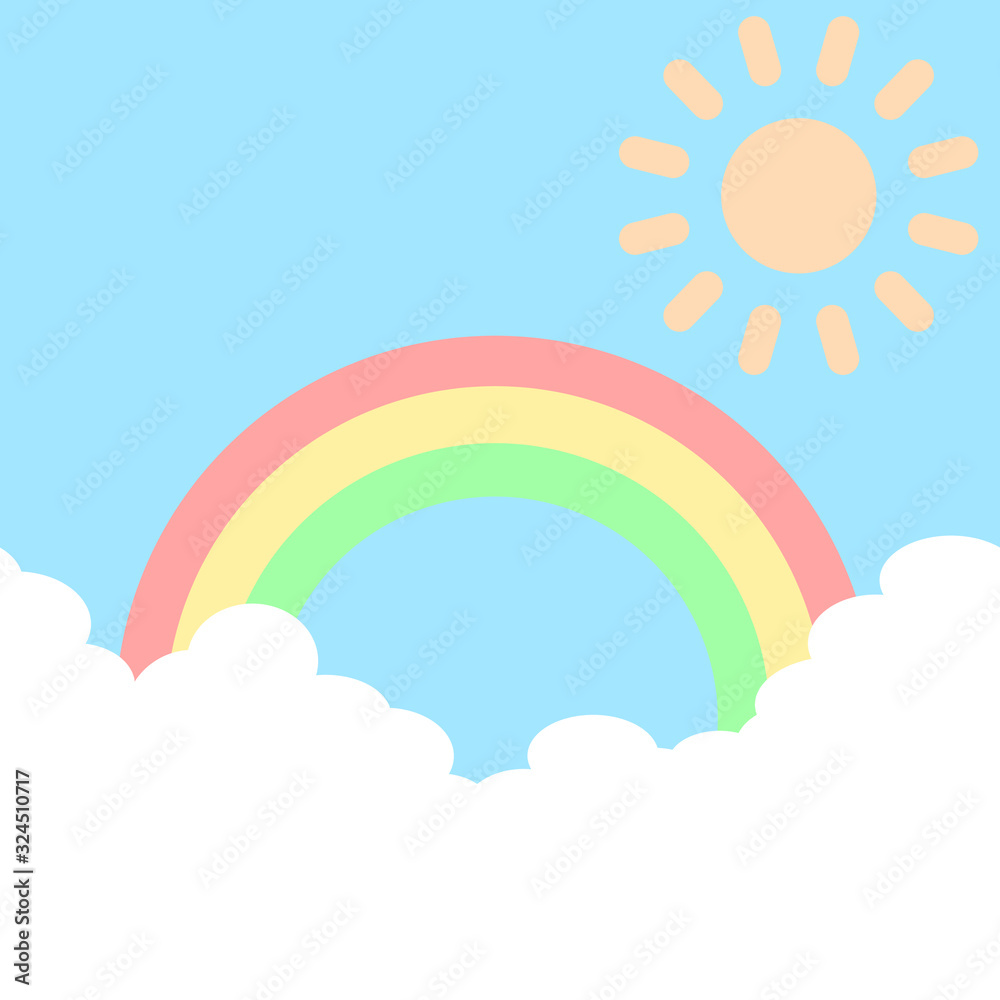 雲の背景　正方形　太陽と虹
