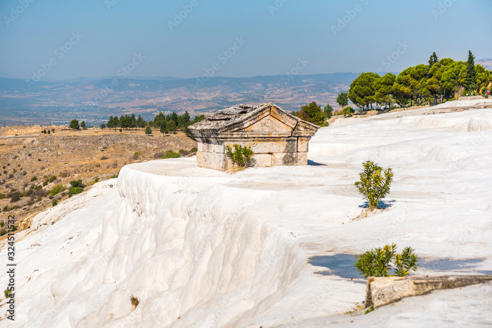 Photo of Pamukkale natural phenomenon and part of the old Roman city Hierapolis , Denizli Turkey