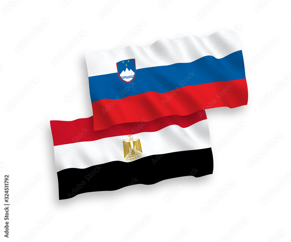 Flags of Slovenia and Egypt on a white background Flags of Slovenia and Egypt on a white background