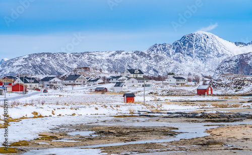 Fototapeta Naklejka Na Ścianę i Meble -  idyllic winter landscape on Sommarøy Archipelago in northern Norway, near Tromsoe