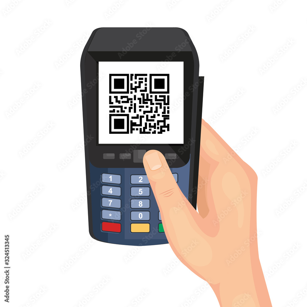 hand using dataphone with scan code qr vector illustration design hand using dataphone with scan code qr vector illustration design