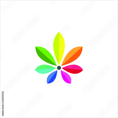 Spectrum leaf and shutter lens for nature photographer logo vector illustration
