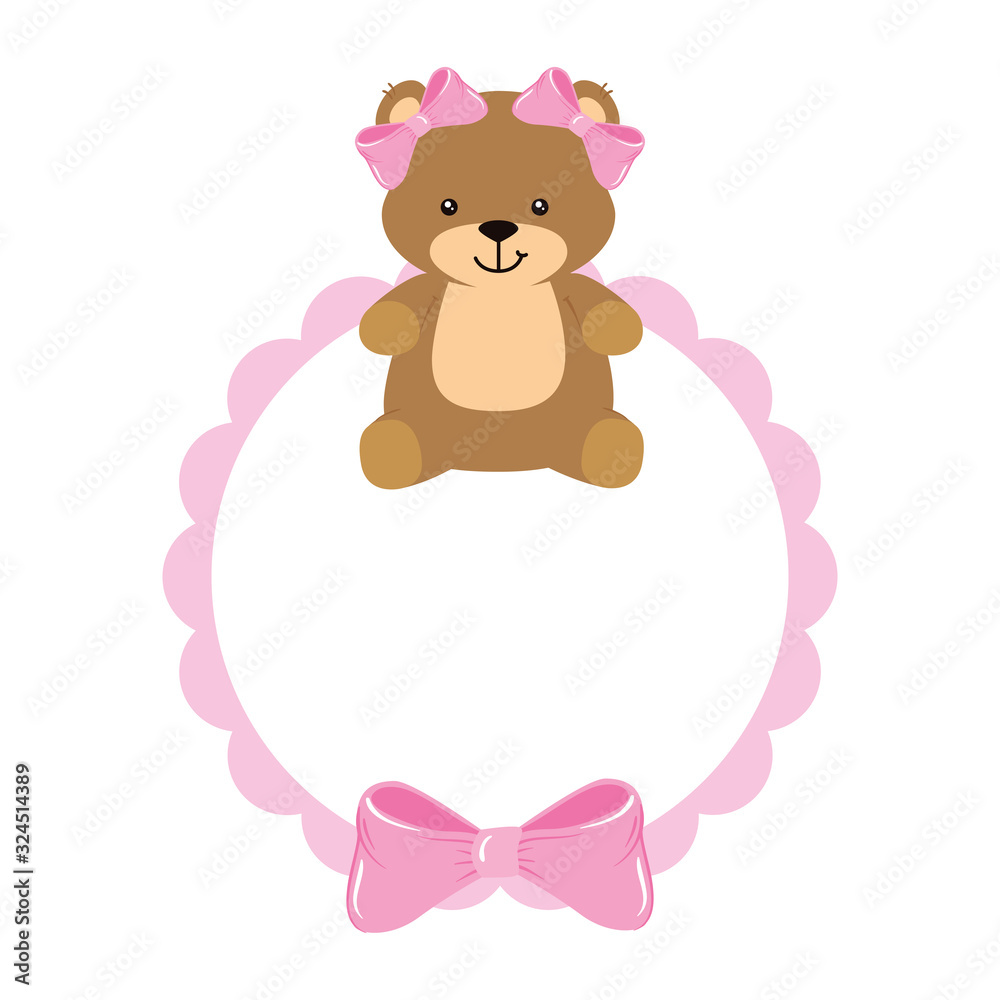 cute teddy bear female in lace frame vector illustration design cute teddy bear female in lace frame vector illustration design