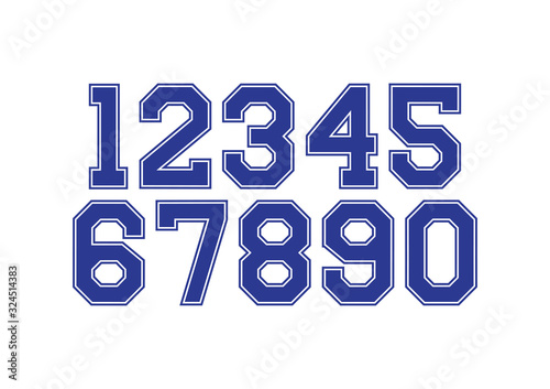 Set of numbers with blue and white typography design elements