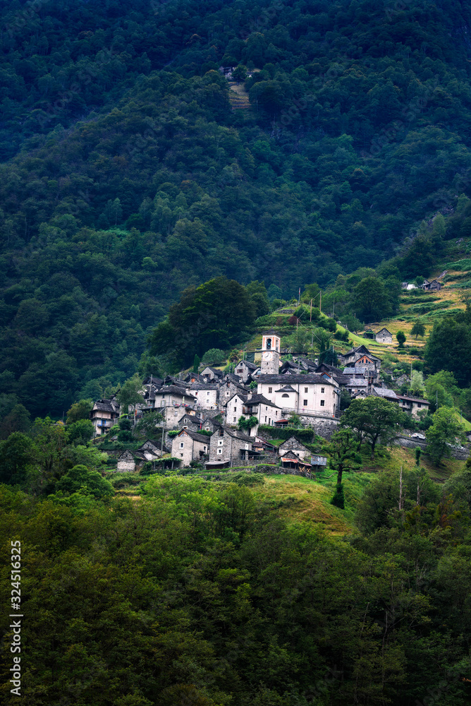 Ancient village of Corippo located near Lavertezzo in Canton Ticino, Switzerland