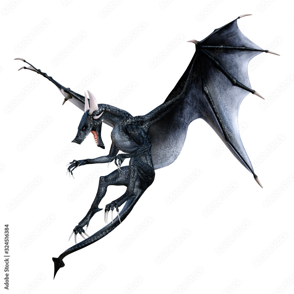 Fototapeta premium 3D Rendering Fairy Tale Dragon on White