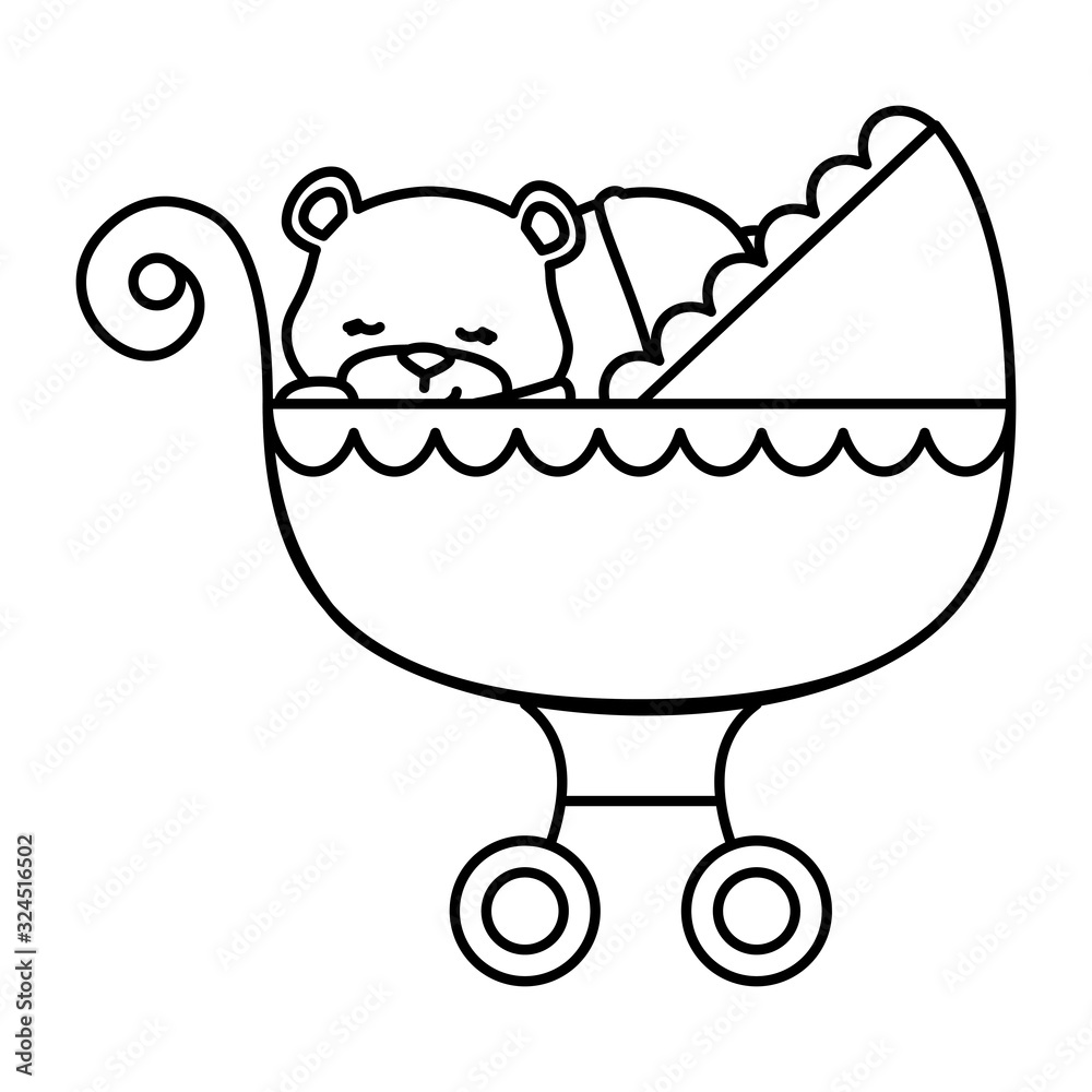 cute teddy bear in baby cart isolated icon vector illustration design cute teddy bear in baby cart isolated icon vector illustration design