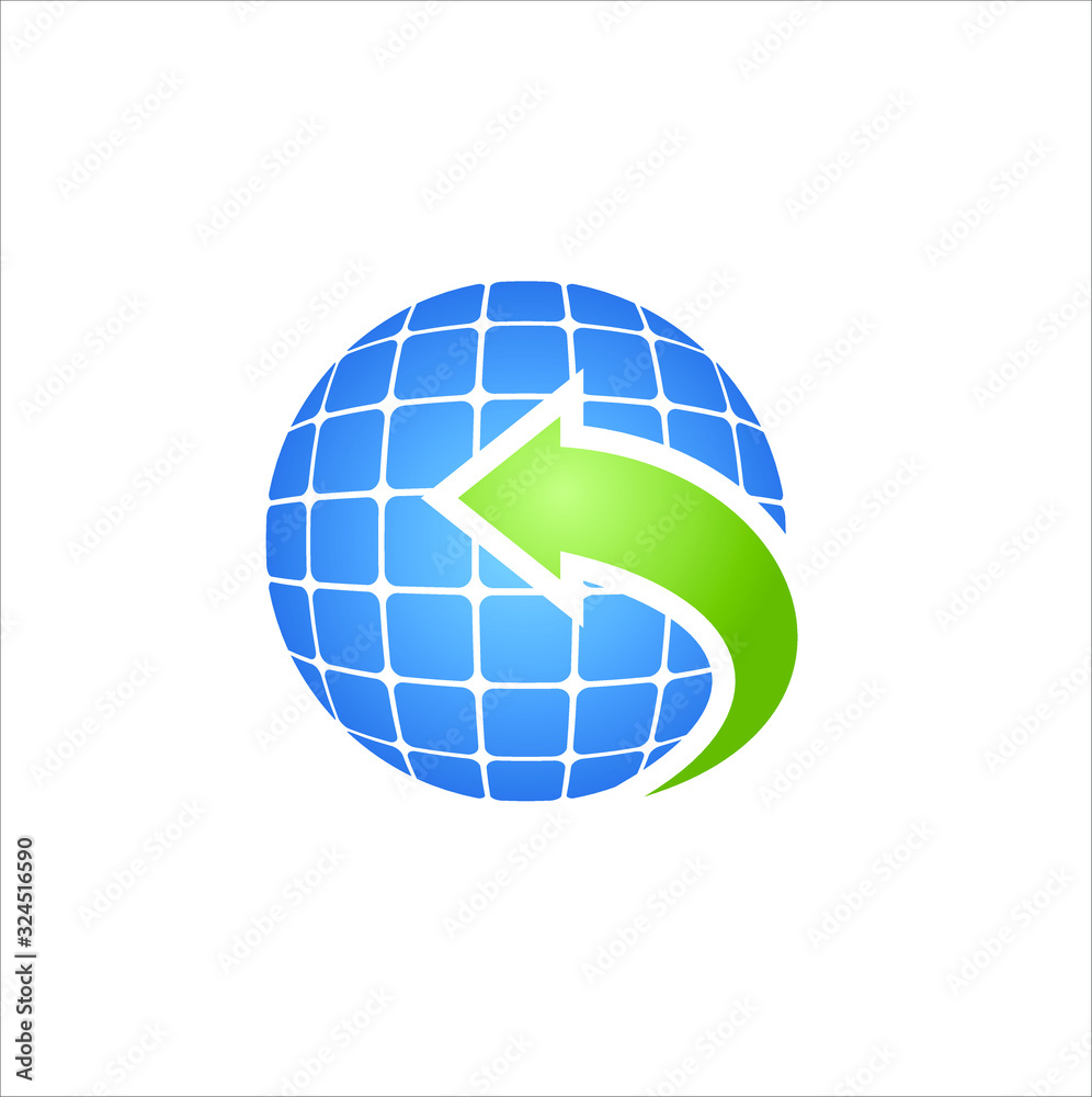 Fototapeta premium sun solar tech energy logo concept. Recycle sun solar green energy illustration