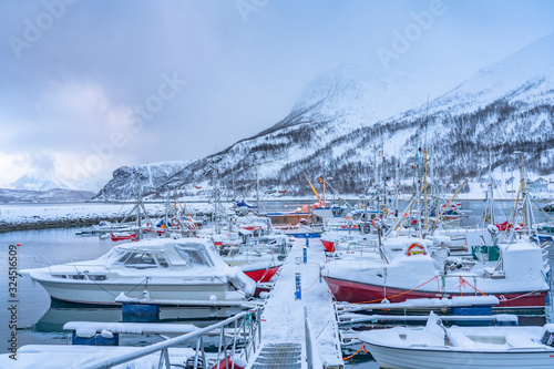 city marina of Tromso in northern Norway under deep snow cover © Uwe