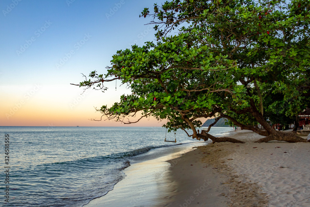 Morning at White sand beach,  Koh Chang, Thailand