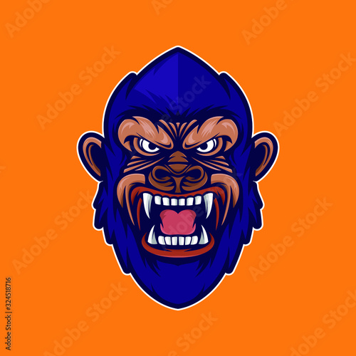 head  of gorilla ape logo