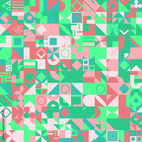 Simple banner of decorative patterns colored geometric composition flat style