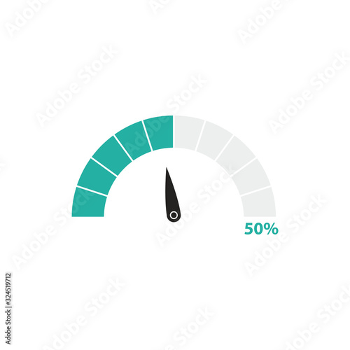 Loading speedometer 50% icon symbol
