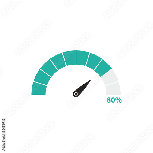 Loading speedometer icon 80% simple design
