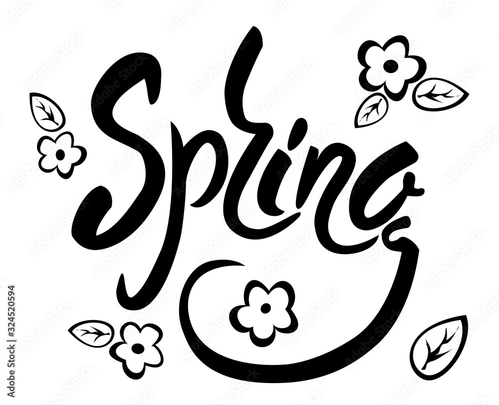 Spring Lettering over white background Spring Lettering over white background