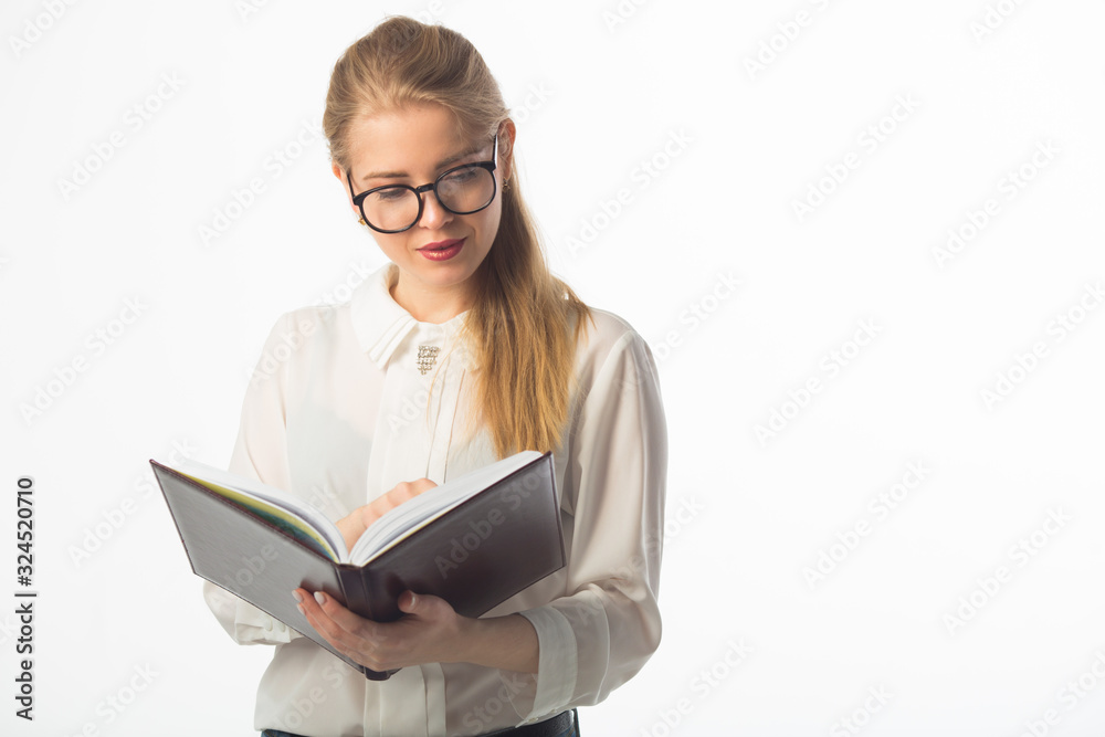 beautiful young woman in a shirt on a white background beautiful young woman in a shirt on a white background