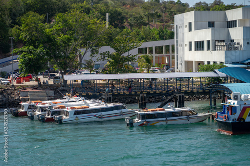 speed boats in the harbor photo