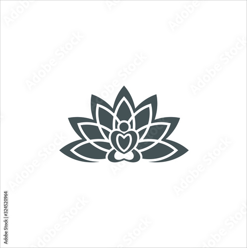 Yoga design vector concept. Human meditation in lotus flower vector illustration