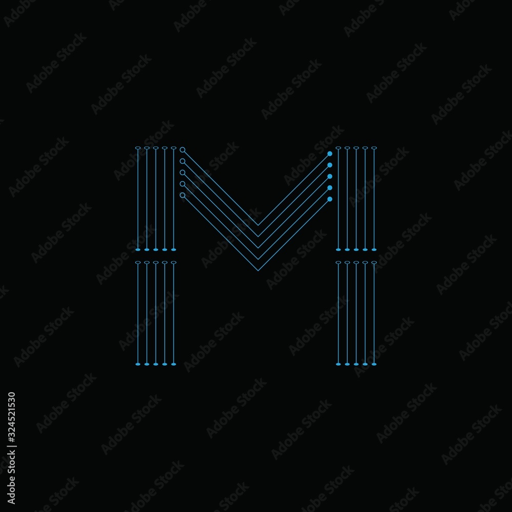 Letter M Logo Icon Design With Circuit Shape. Initial M luxury logo design with blue color for your business. Letter M Logo Icon Design With Circuit Shape. Initial M luxury logo design with blue color for your business.