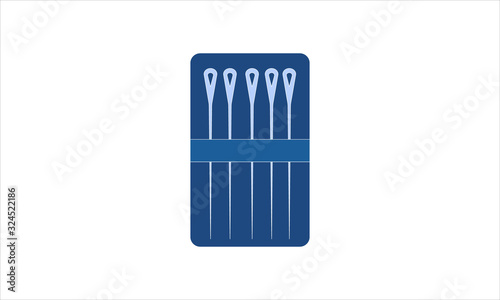 Sewing needle icon for stitching and needlework