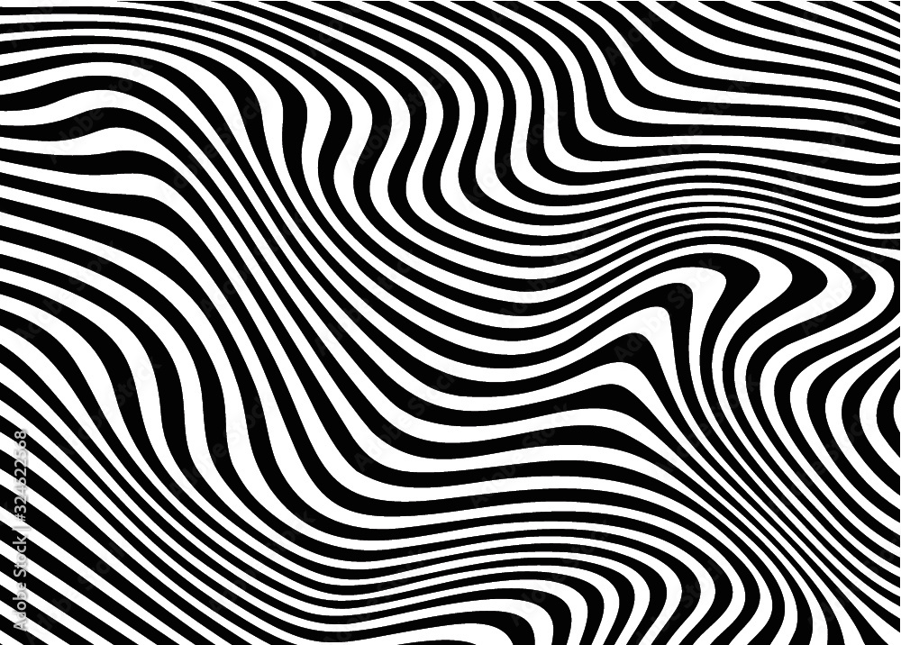  Beautiful modern background of black and white wavy lines. Vector illustration