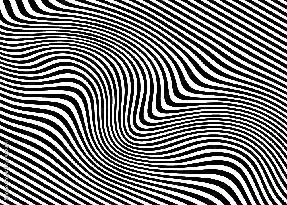 Waves of curved black and white lines. Modern vector background Waves of curved black and white lines. Modern vector background
