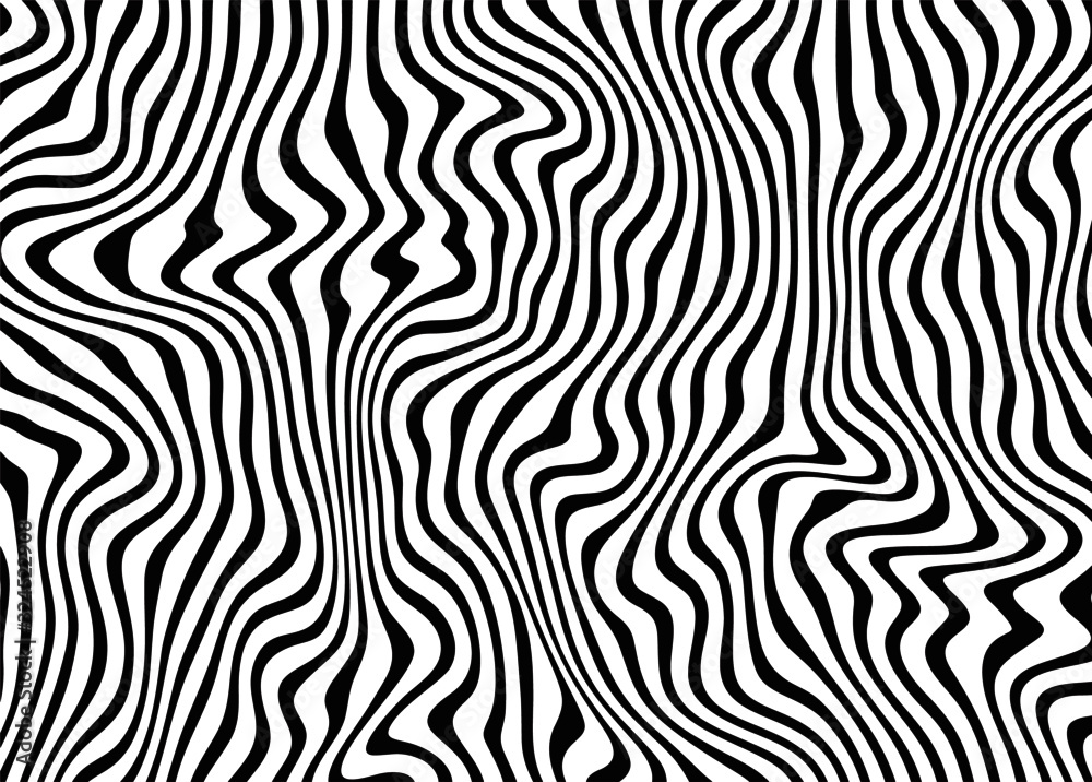 Modern black and white background of vertical swirling lines. Vector illustration pattern