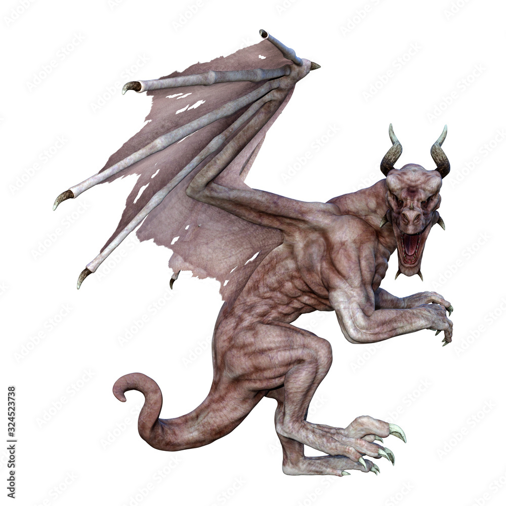 Fototapeta premium 3D Rendering Fairy Tale Dragon on White