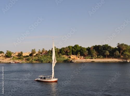 Boat on the Nile nature and blue sky