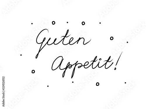 Guten Appetit phrase handwritten with a calligraphy brush. Bon Appetit in german. Modern brush calligraphy. Isolated word black